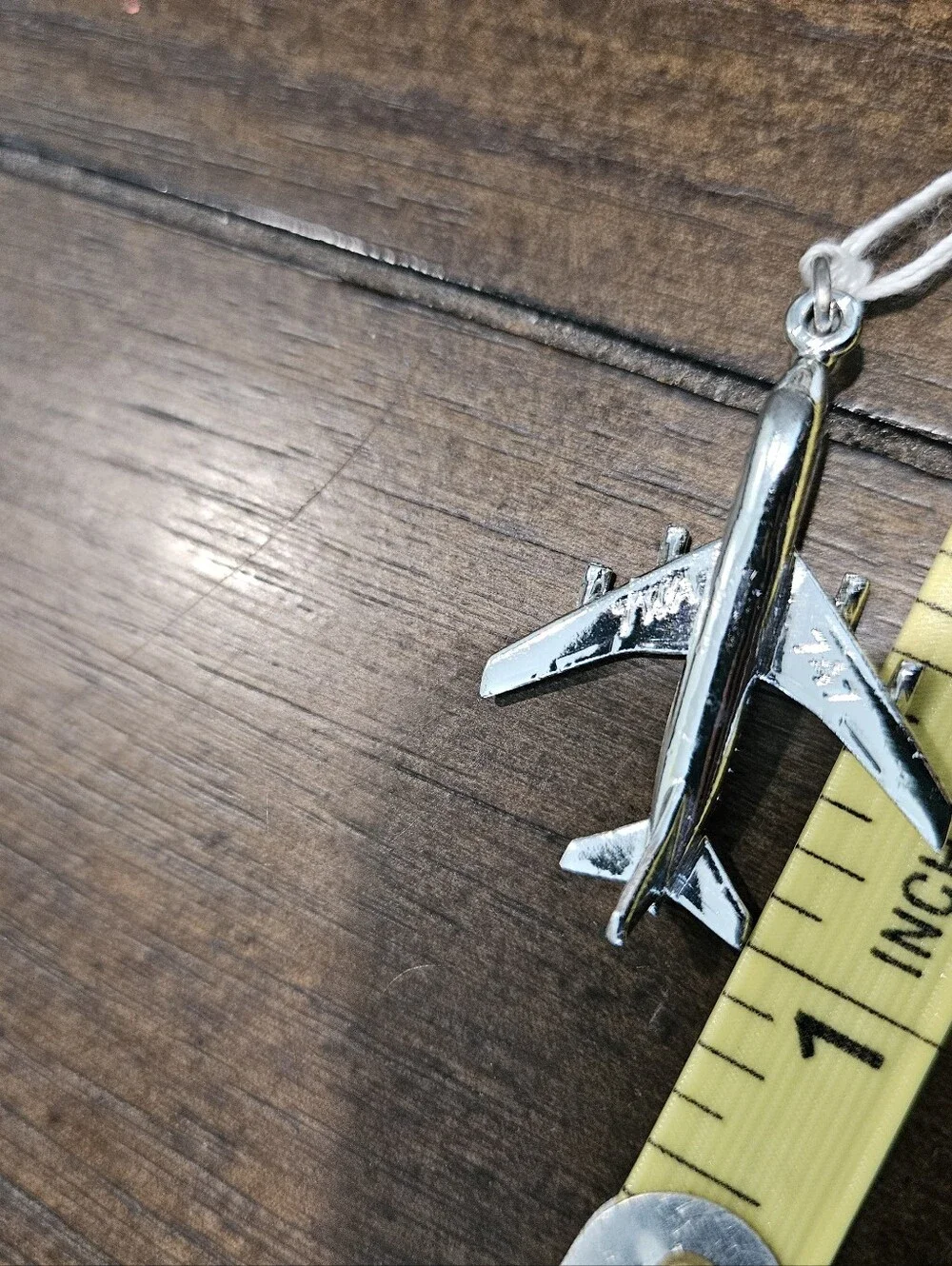 TWA 747 Jet Airliner Vintage Silver Pendant Charm Trans World Airlines
